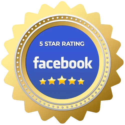 Five-star rating seal for Facebook reviews