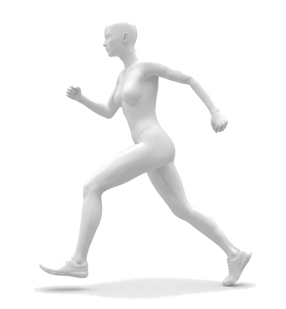 Side-profile body model highlighting seven common areas we treat